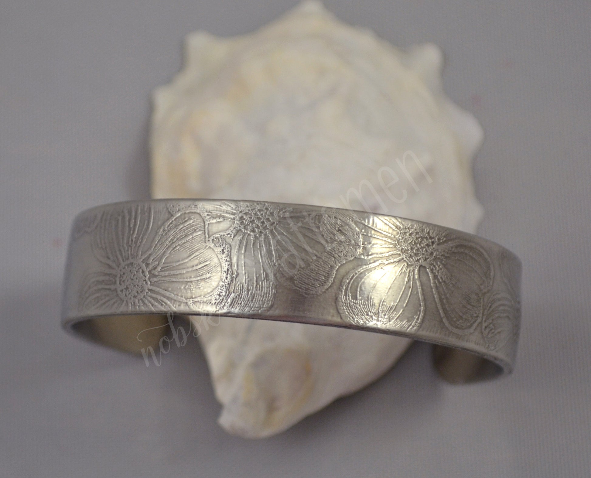 Etched Pewter Cuff Bracelet