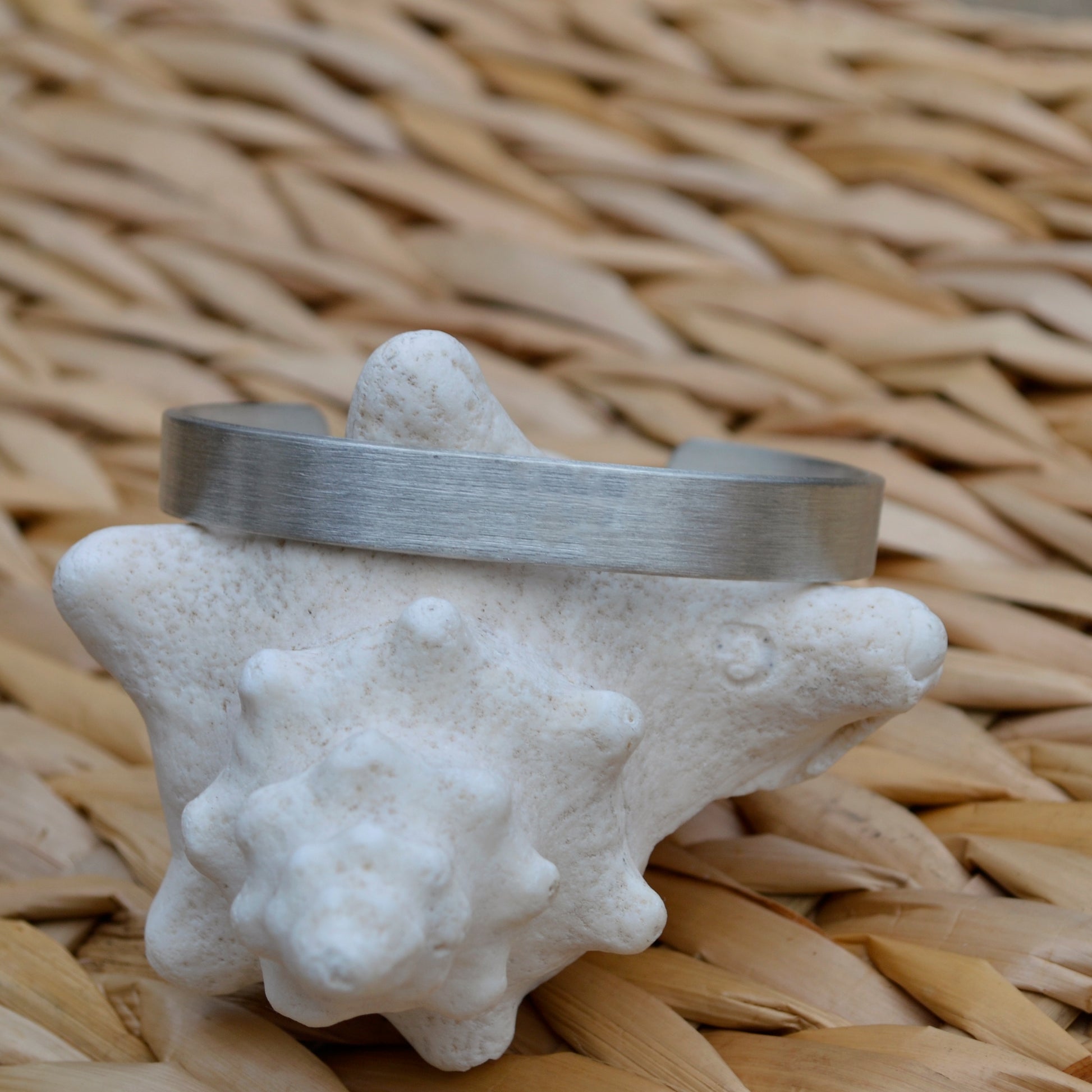 Thin Plain Satin Pewter Cuff Bracelet