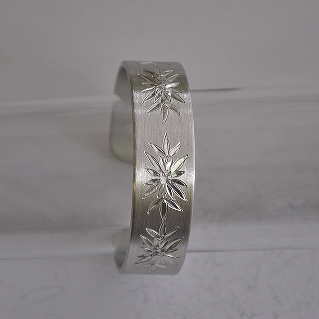 January Birth Month Flower Pewter Cuff Bracelet