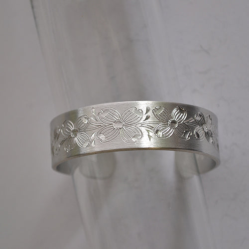 April Birth Month Flower Pewter Cuff Bracelet
