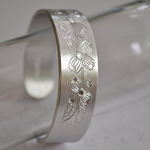 April Birth Month Flower Pewter Cuff Bracelet