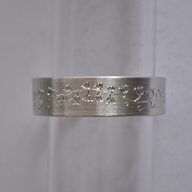 May Birth Month Flower Pewter Cuff Bracelet