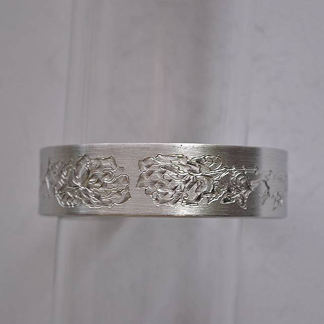 June Birth Month Flower Pewter Cuff Bracelet