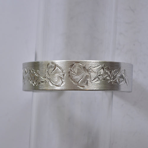 August Birth Month Flower Pewter Cuff Bracelet
