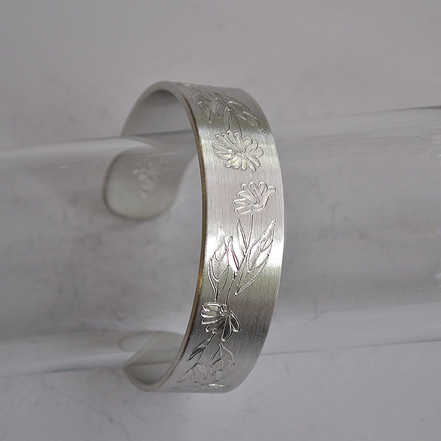 October Birth Month Flower Pewter Cuff Bracelet