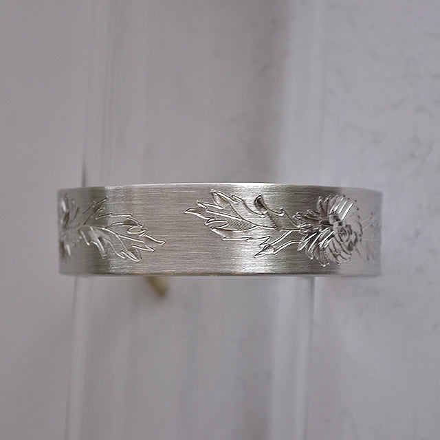 November Birth Month Flower Pewter Cuff Bracelet