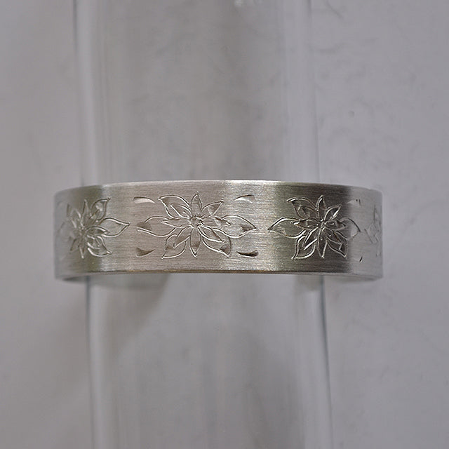 December Birth Month Flower Pewter Cuff Bracelet