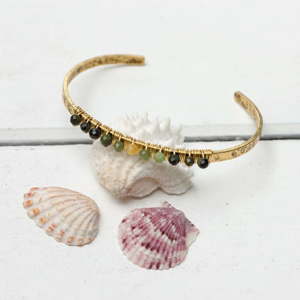 Gemstone Cuff Bracelet in Gold