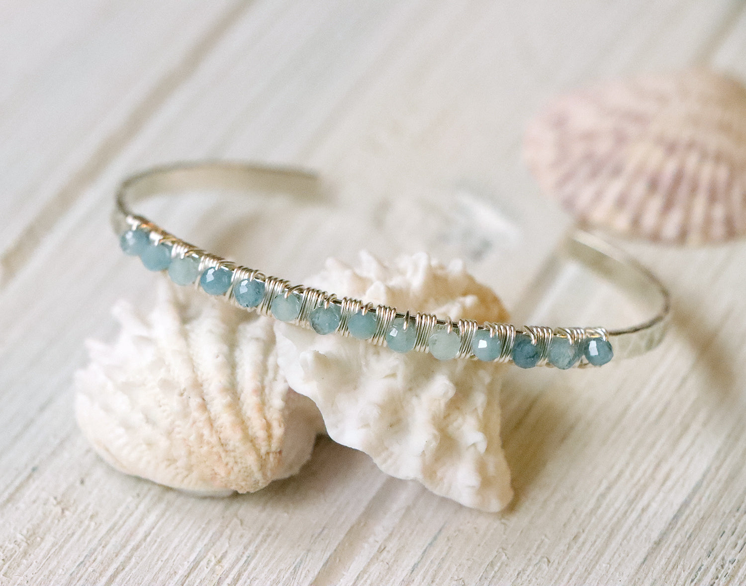 Gemstone Cuff Bracelet in Silver