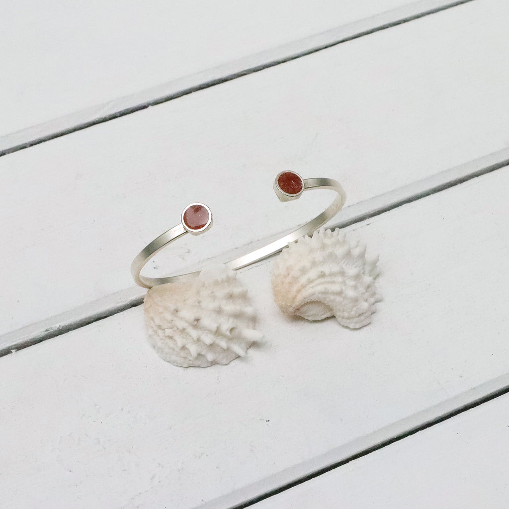 Cuff Bracelet with Resin Circles in Silver