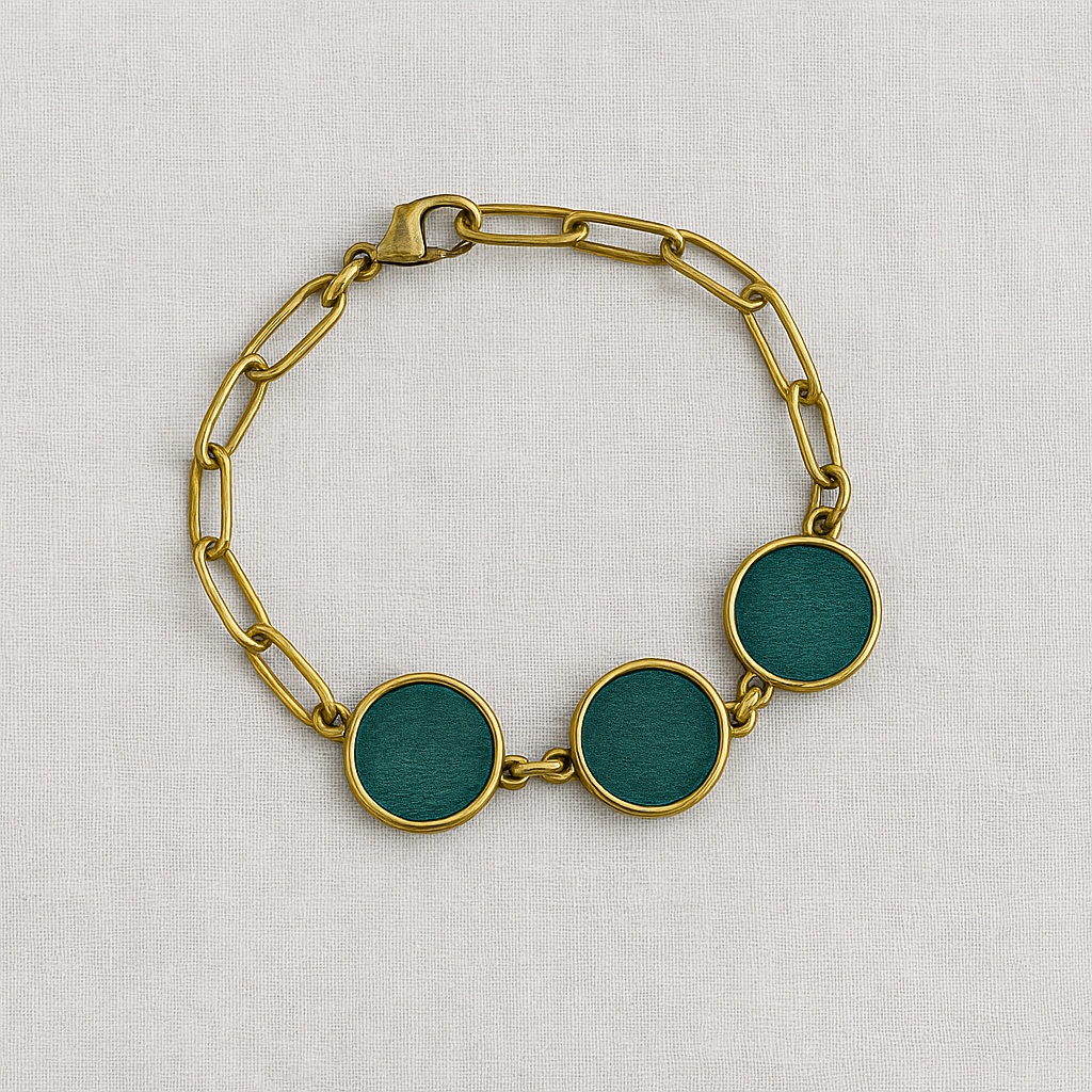 Paperclip Chain Bracelet with Resin Circles in Gold