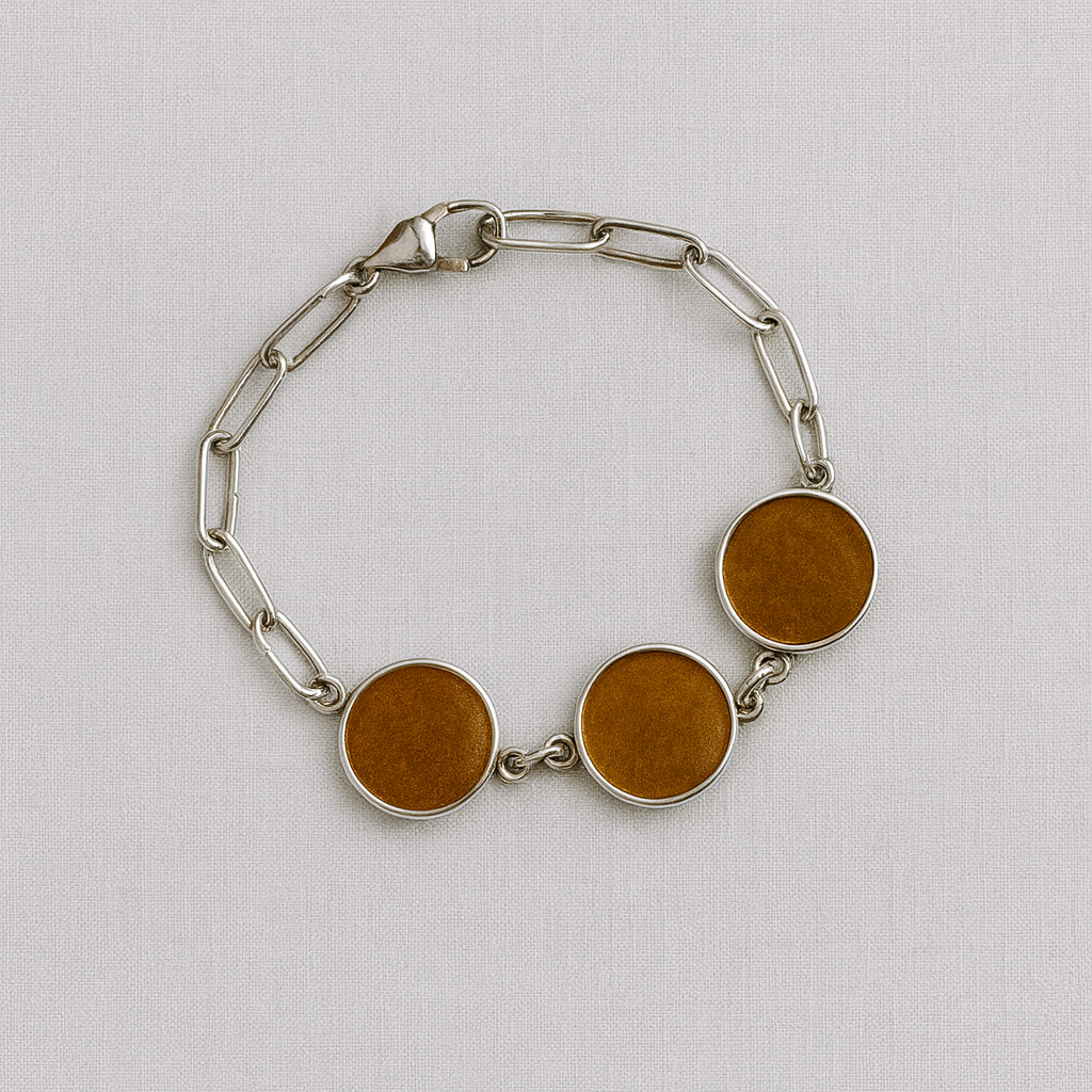 Paperclip Chain Bracelet with Resin Circles in Silver
