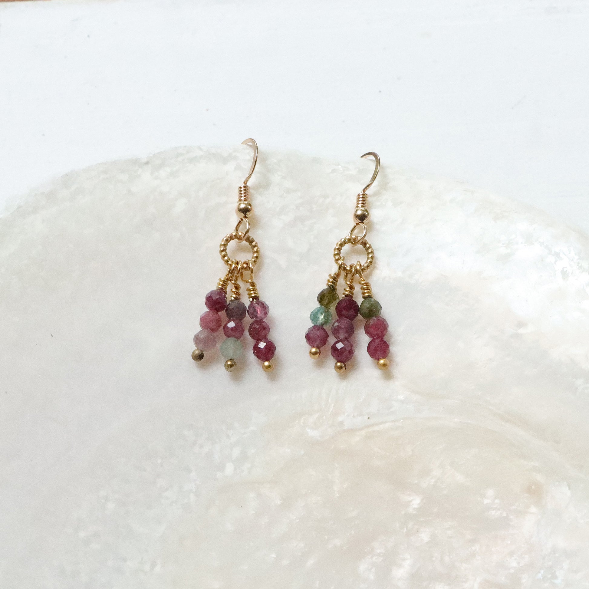 Simple Gemstone Cluster Earrings in Gold