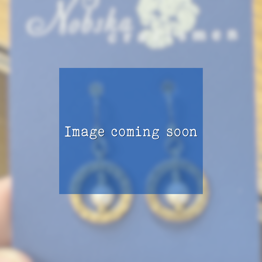 Gold Hammered Circle with Pearl Earrings