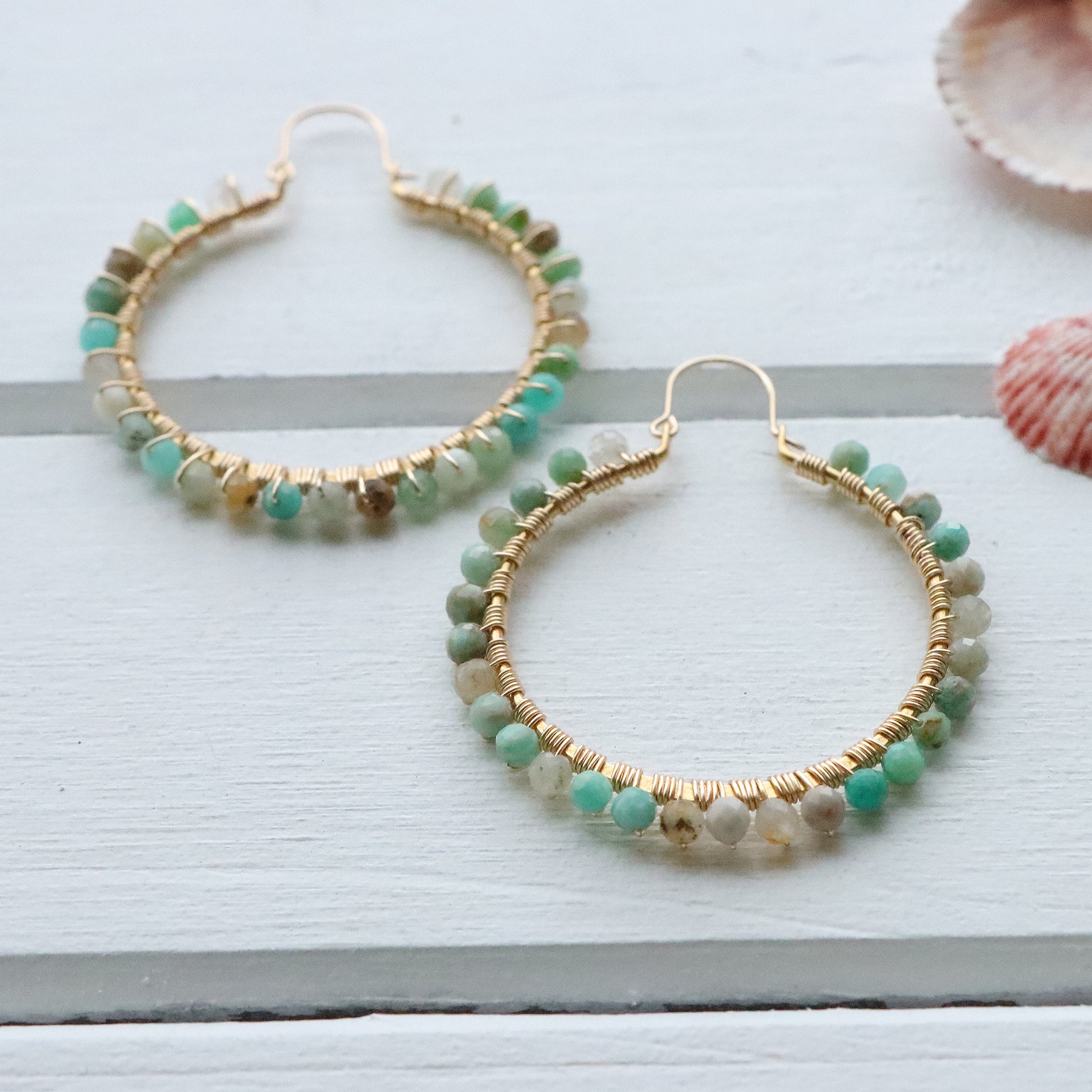 Grande Hoop Earrings with Gemstones in Gold