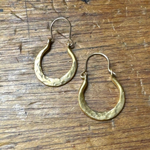 Simple Hammered Hoops in Gold