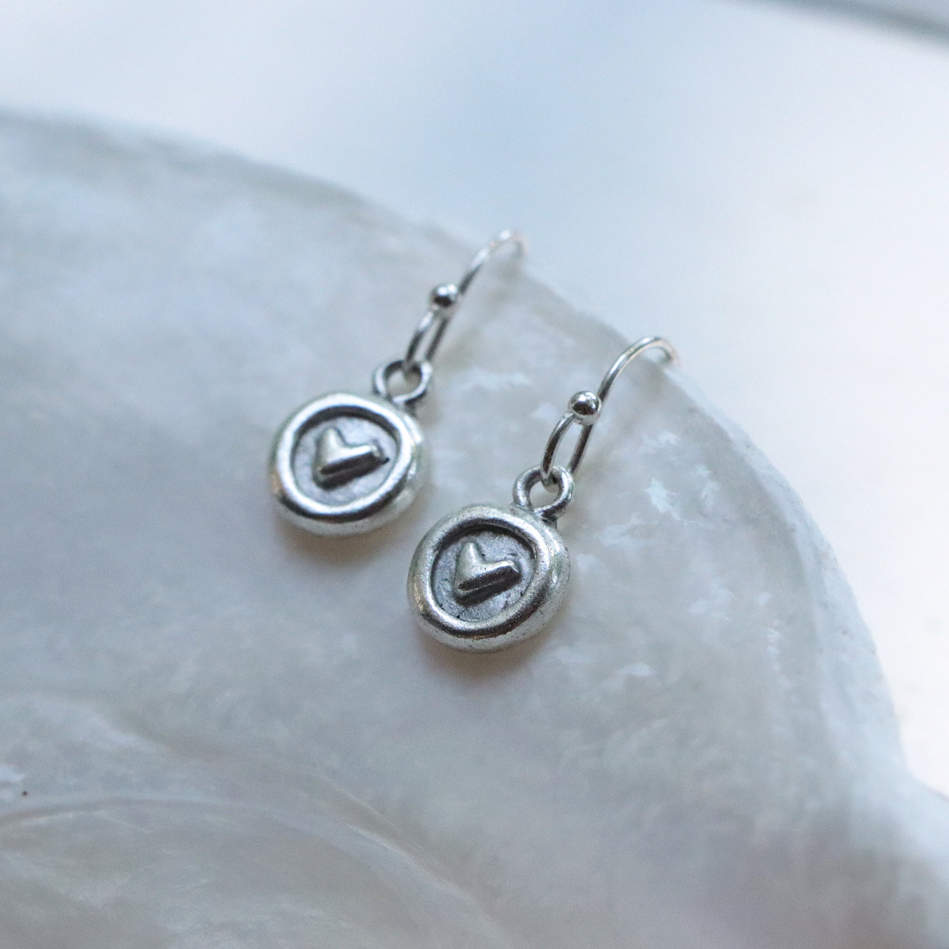 Organic Heart Earrings in Silver