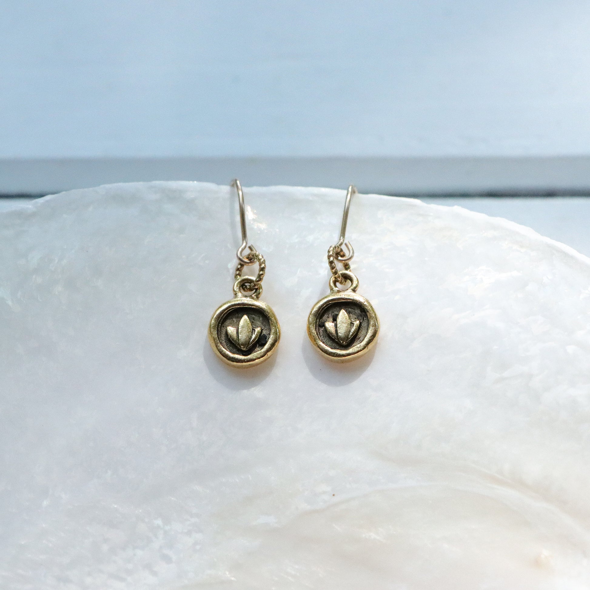 Organic Lotus Earrings in Gold