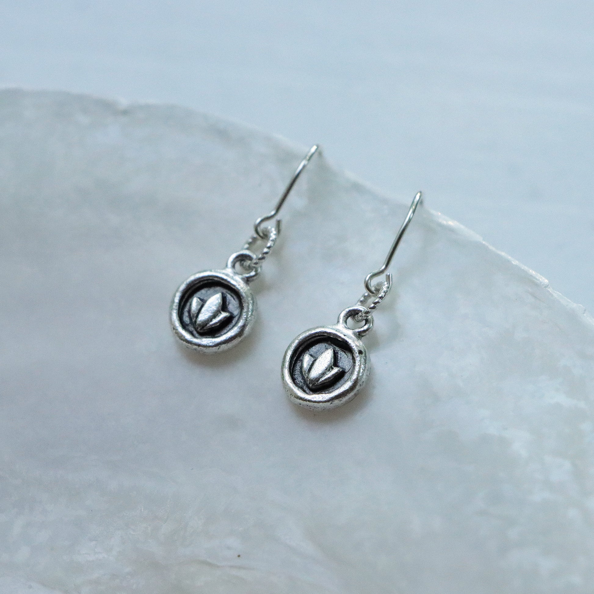 Organic Lotus Earrings in Silver