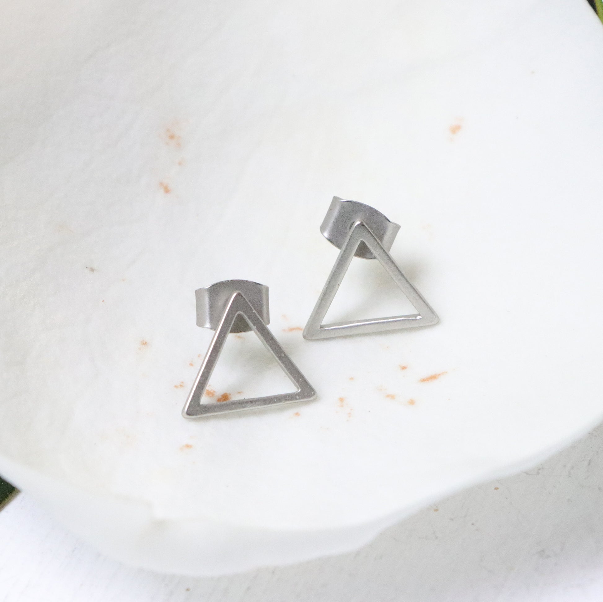 Triangle Simplicity Post Earrings in Silver