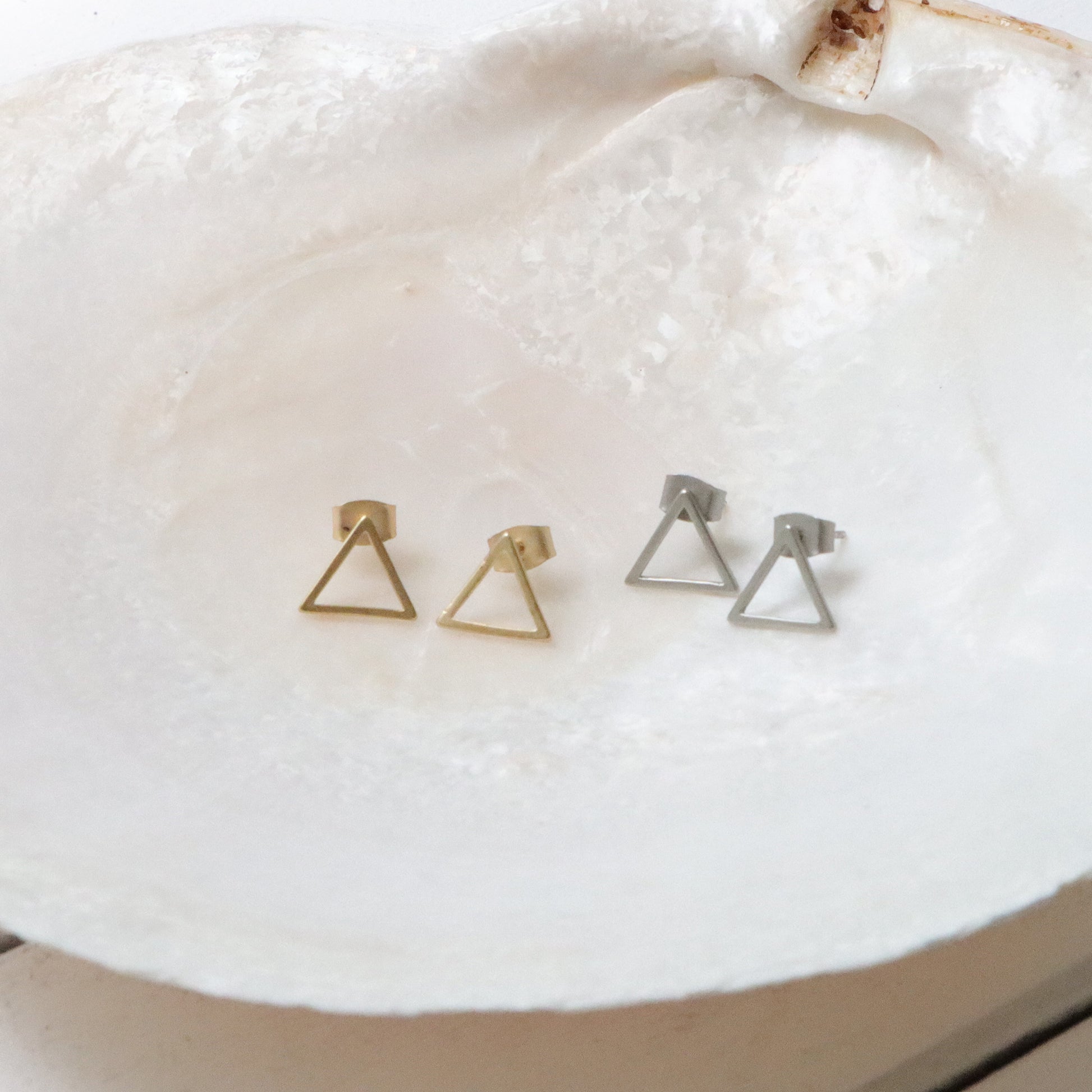 Triangle Simplicity Post Earrings in Gold