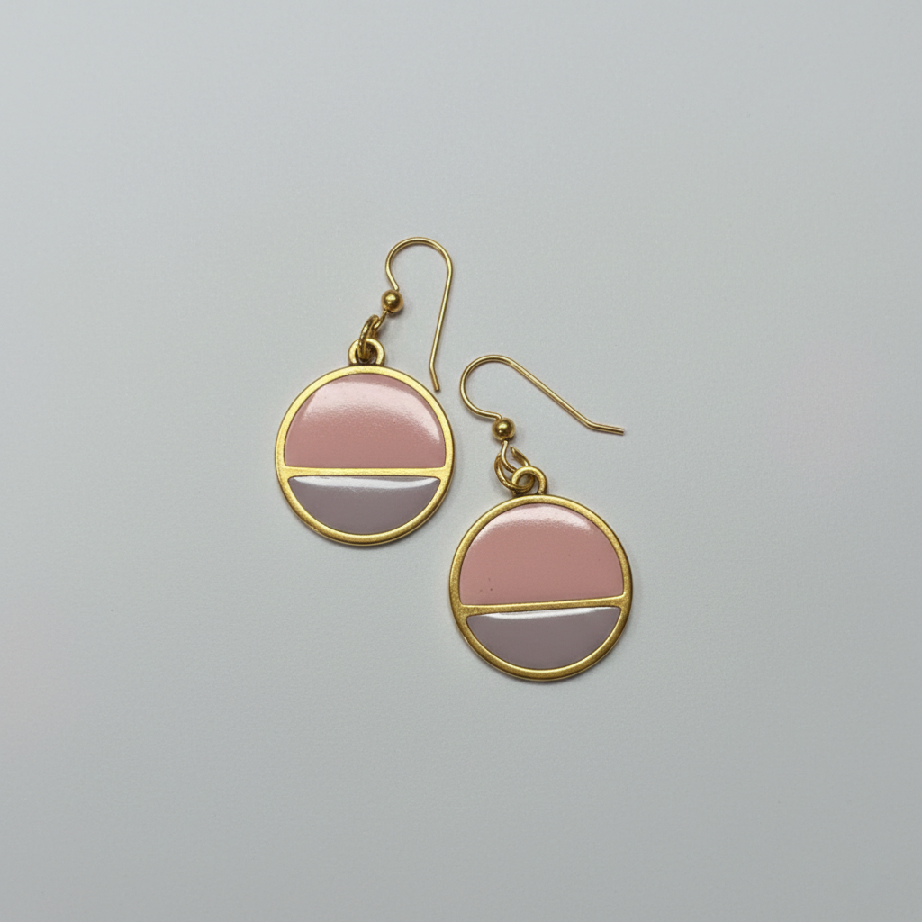 Split Circle Color Block Earrings in Gold