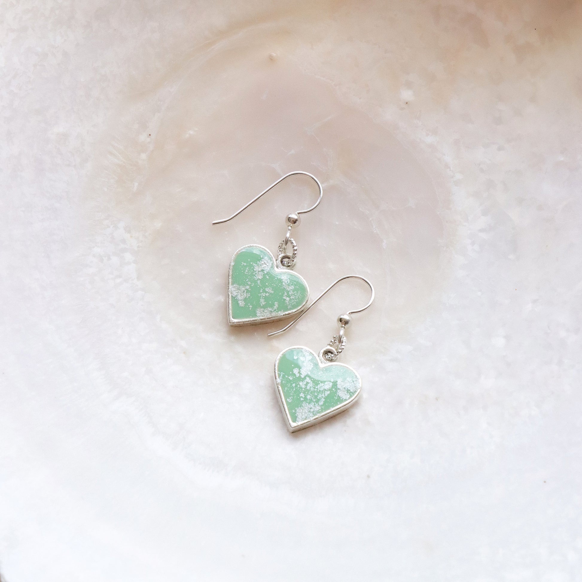 Small Traditional Heart Earrings in Silver