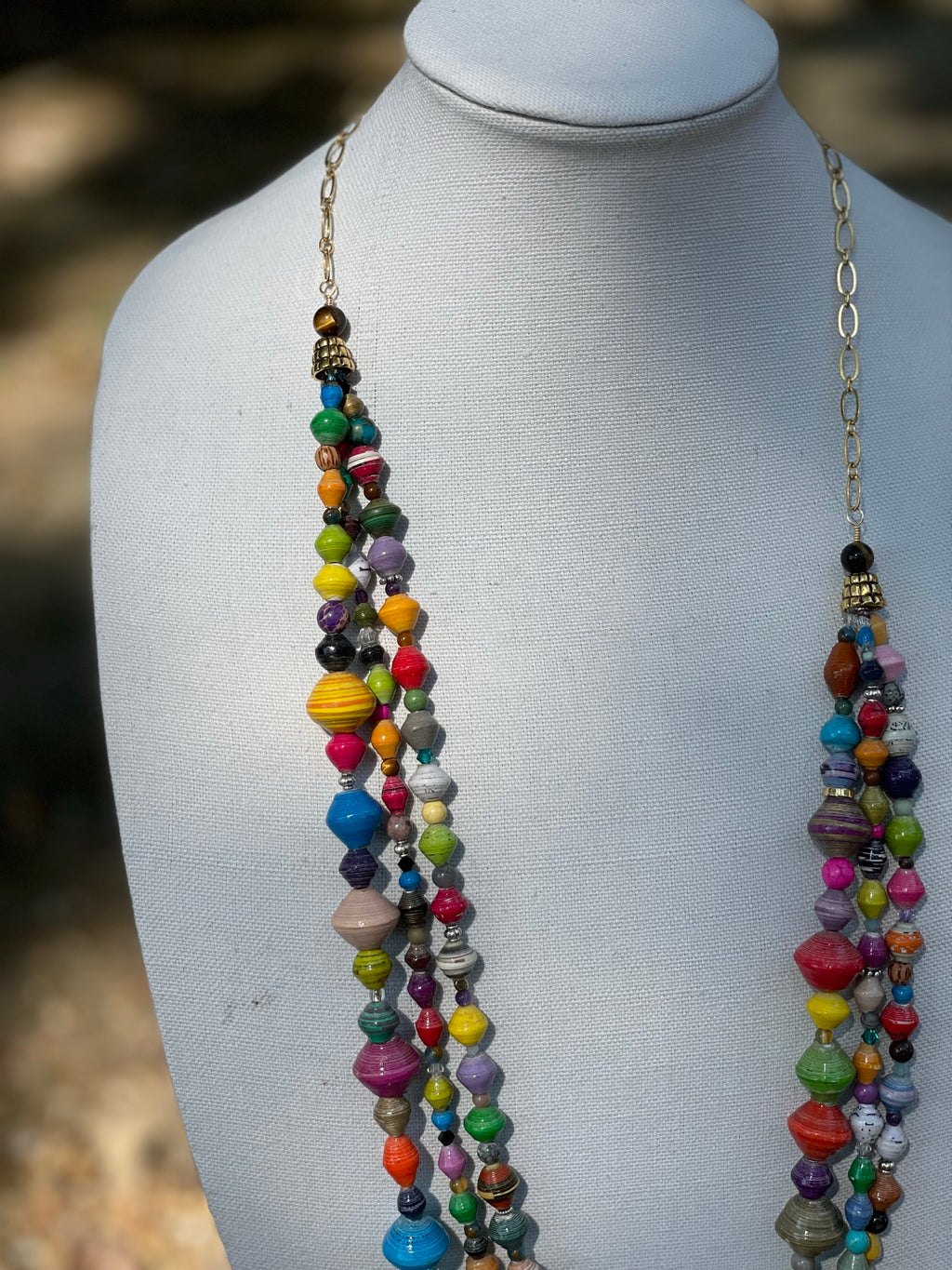 Triple Strand Mixed Media Necklace