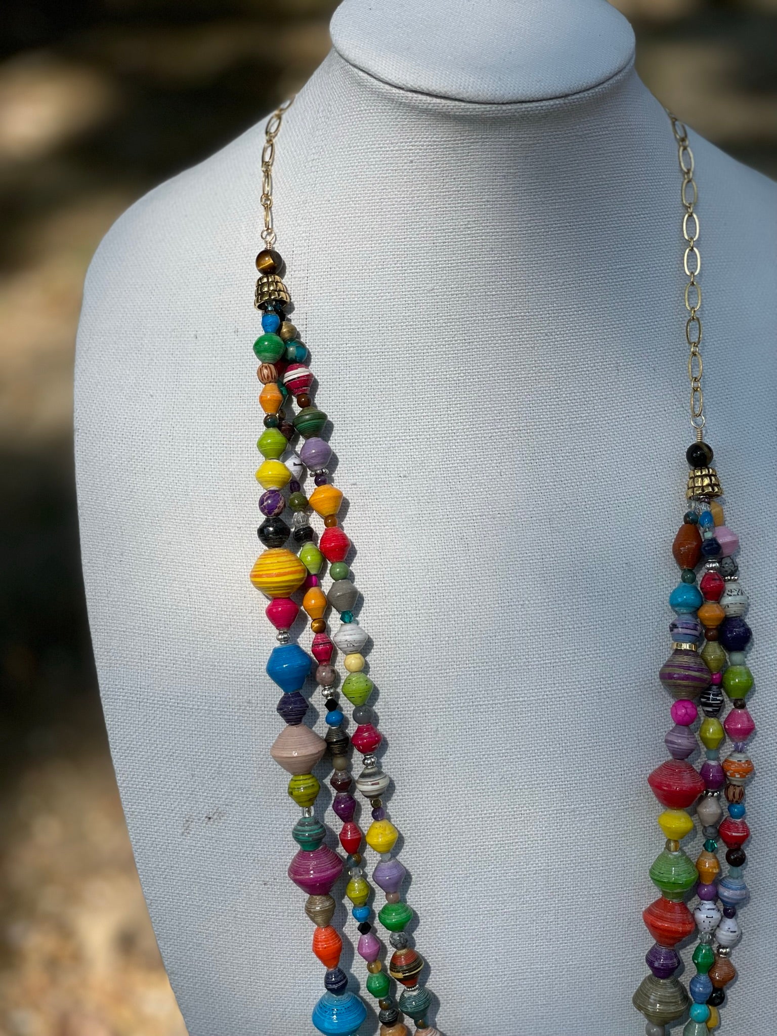 Triple Strand Mixed Media Necklace