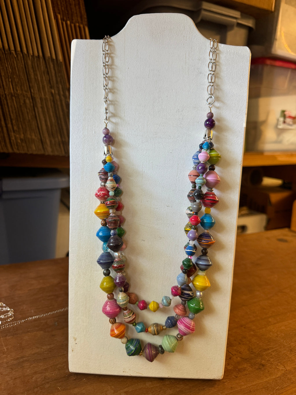 Triple Strand Mixed Media Necklace