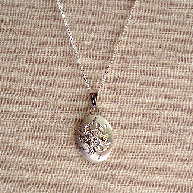 March Flower of the Month Oval Pewter Pendant