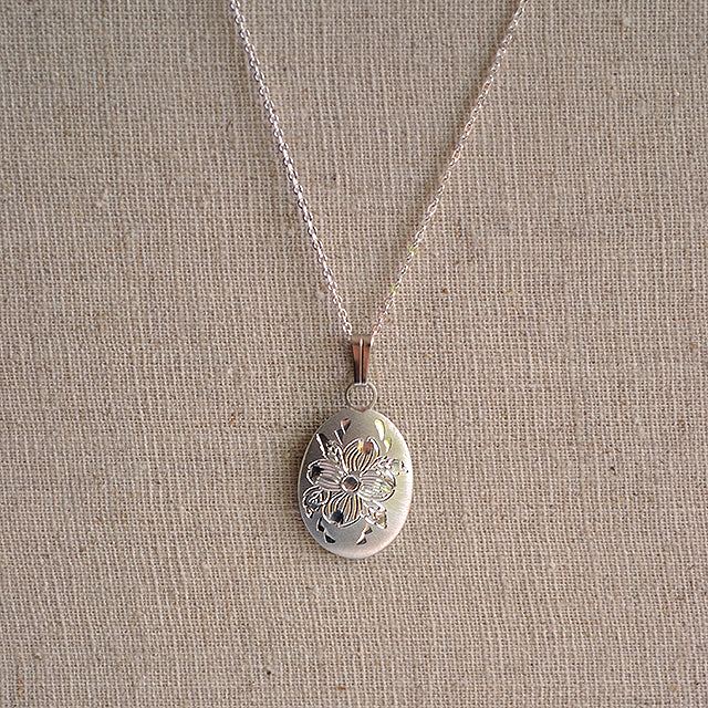 April Flower of the Month Oval Pewter Pendant