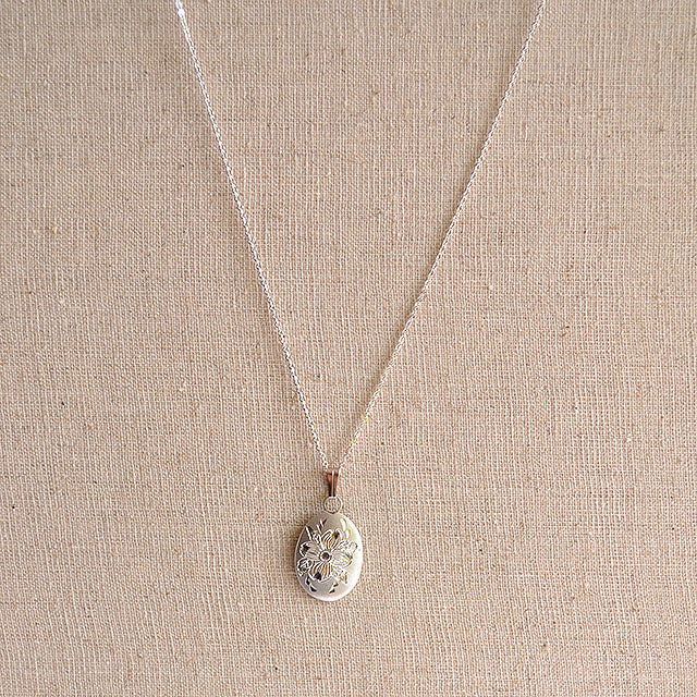 April Flower of the Month Oval Pewter Pendant