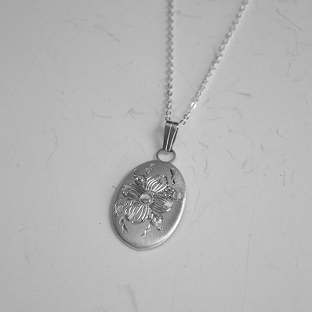 April Flower of the Month Oval Pewter Pendant