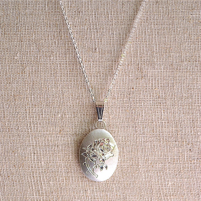 June Flower of the Month Oval Pewter Pendant
