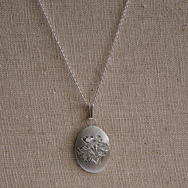 August Flower of the Month Oval Pewter Pendant