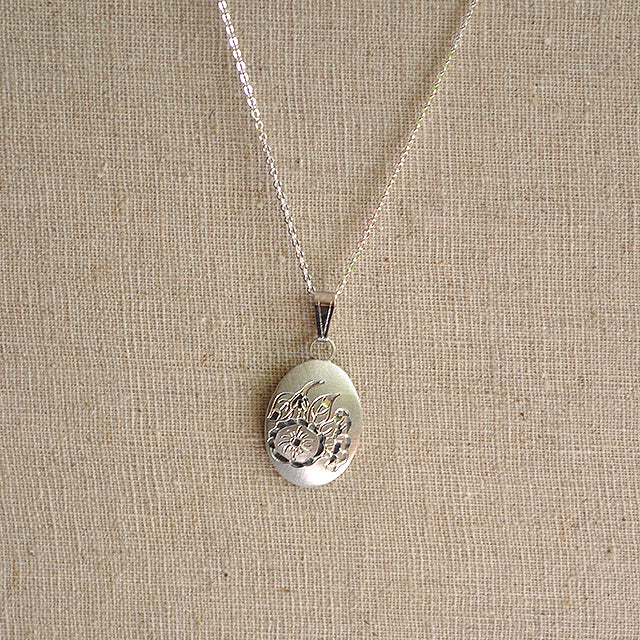 September Flower of the Month Oval Pewter Pendant