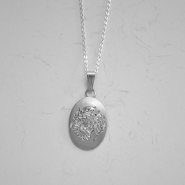 November Flower of the Month Oval Pewter Pendant