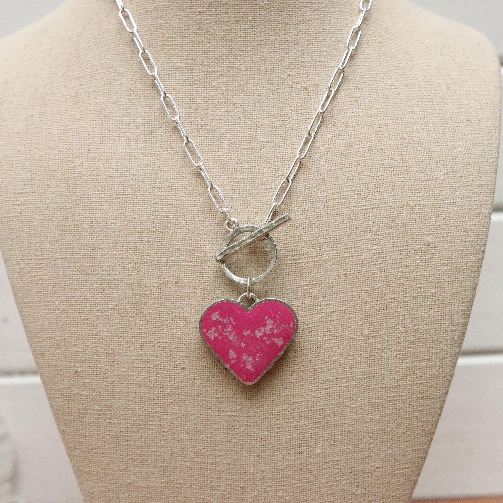 Large Traditional Heart Necklace in Silver
