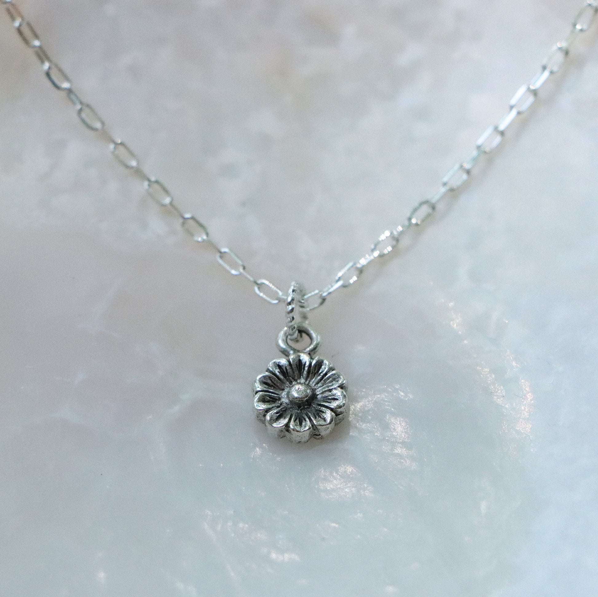 Organic Daisy Necklace in Silver