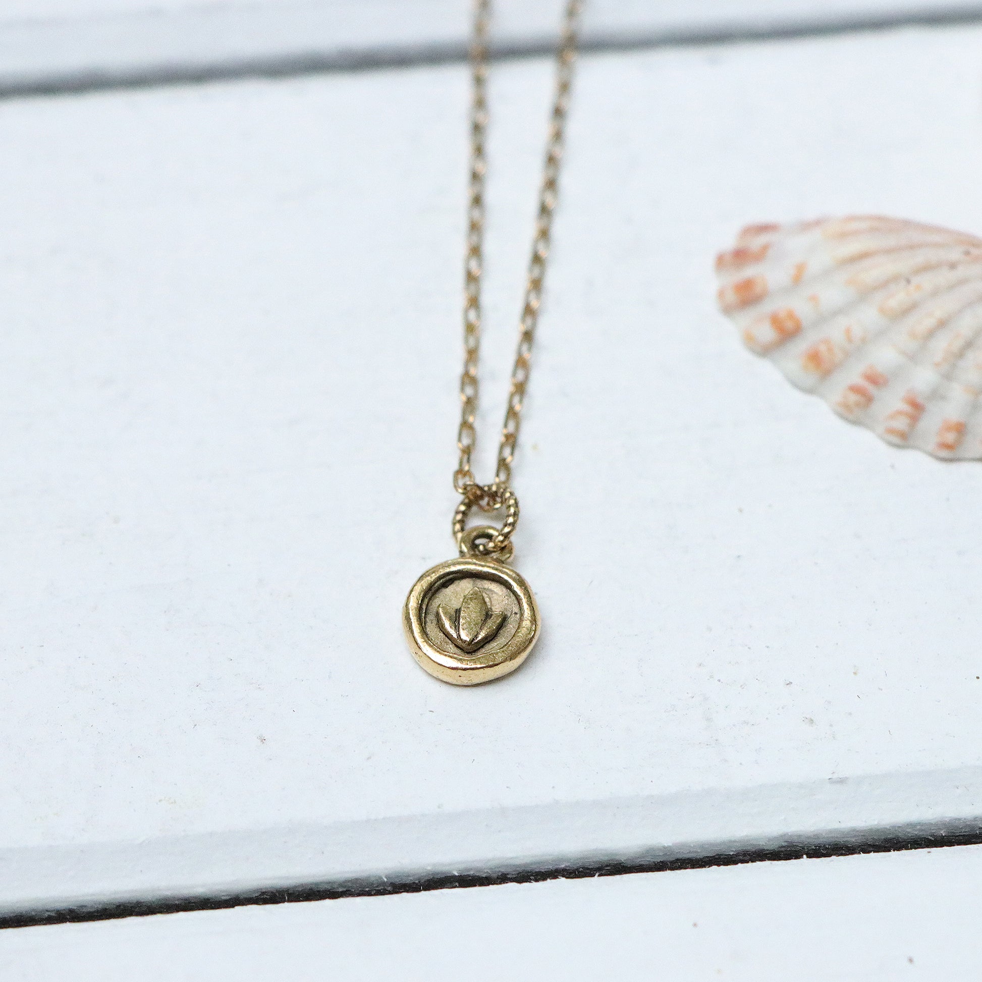 Organic Lotus Necklace in Gold