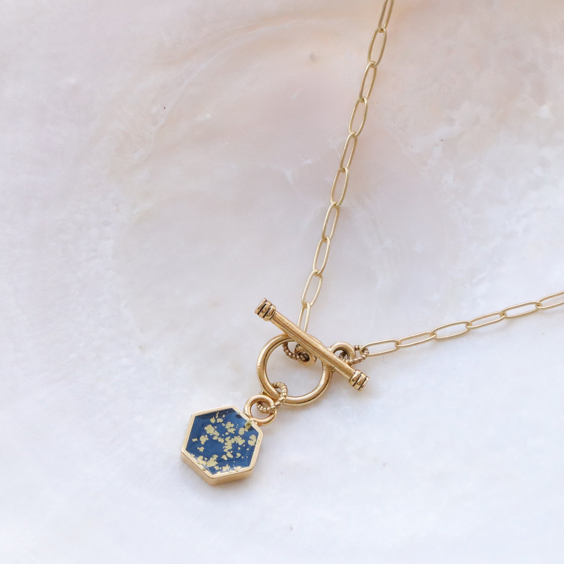 Small Hexagon Necklace in Gold