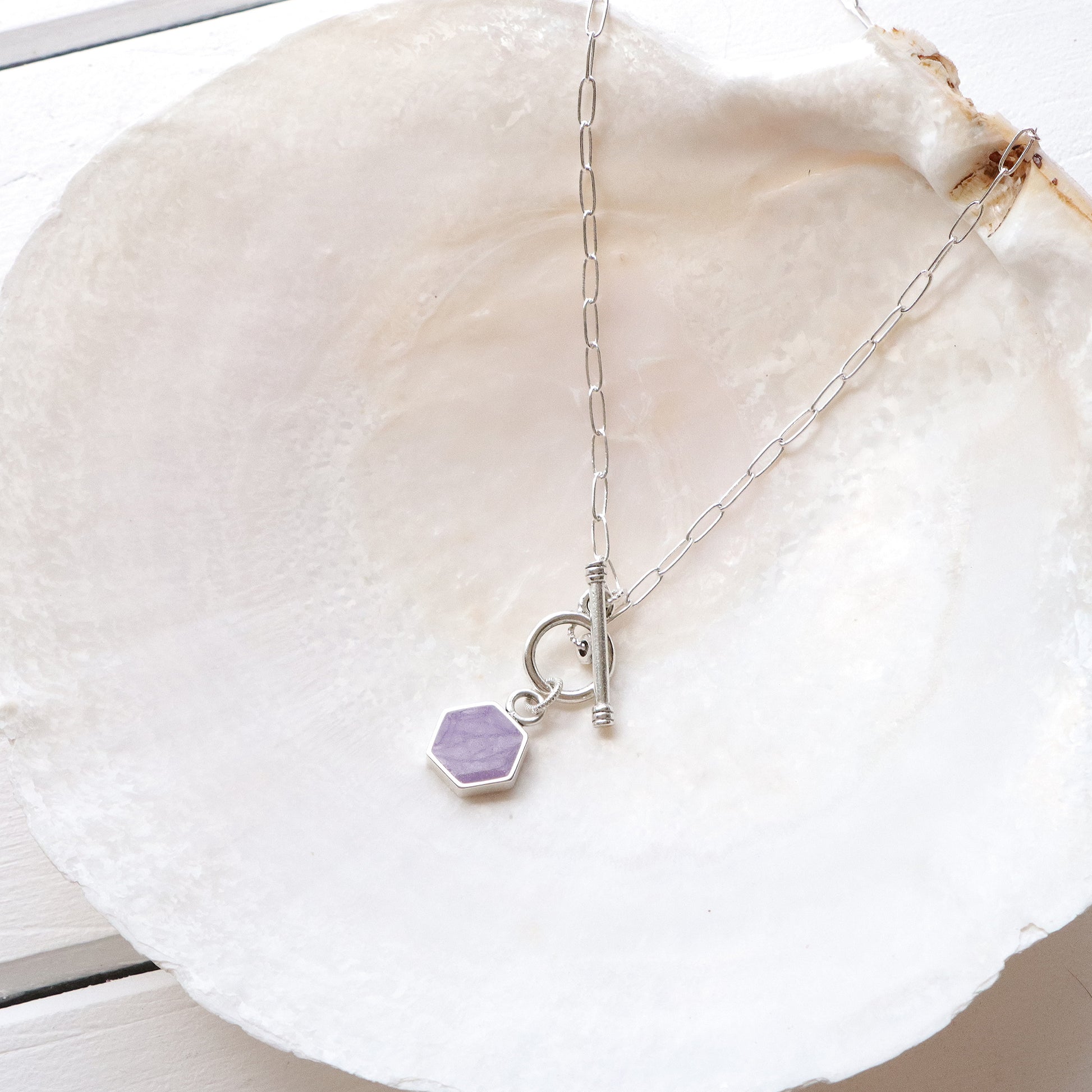 Small Hexagon Necklace in Silver