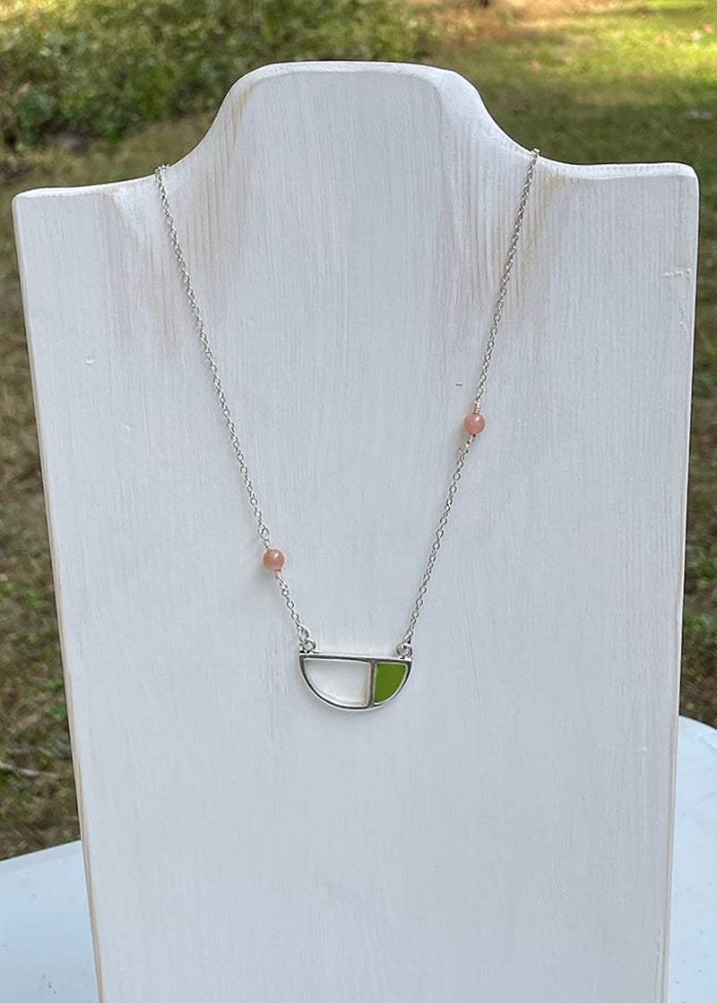 Split Half Moon Necklace in Silver