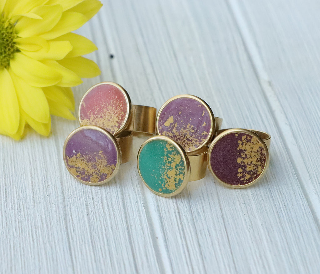 Large Circle Adjustable Ring in Gold
