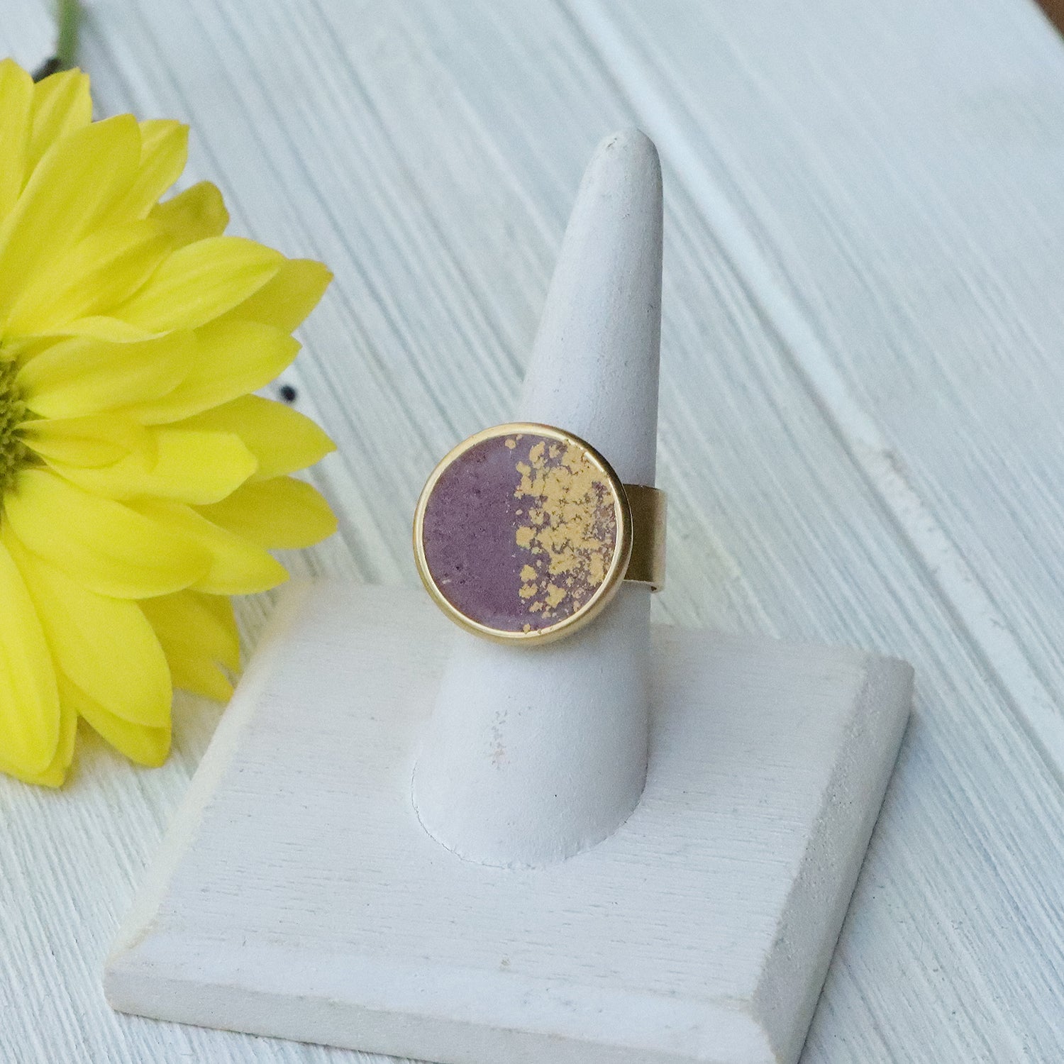 Large Circle Adjustable Ring in Gold