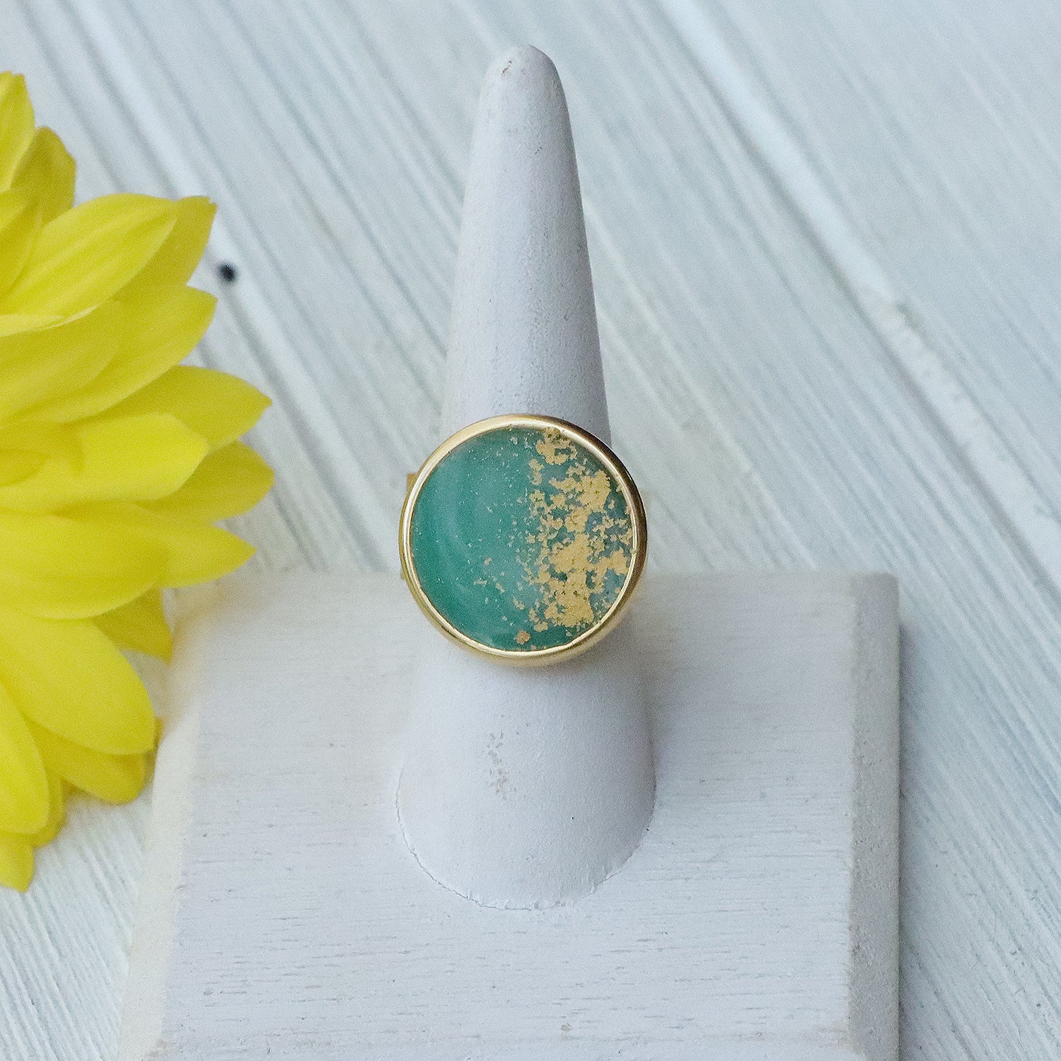 Large Circle Adjustable Ring in Gold