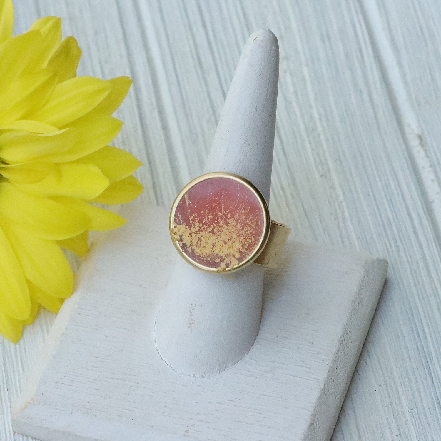 Large Circle Adjustable Ring in Gold