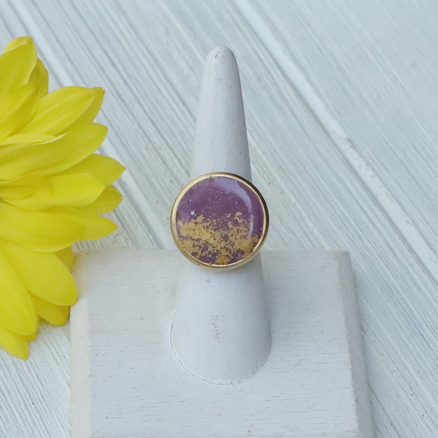 Large Circle Adjustable Ring in Gold