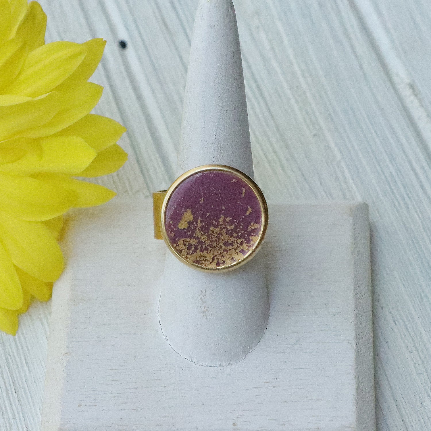 Large Circle Adjustable Ring in Gold